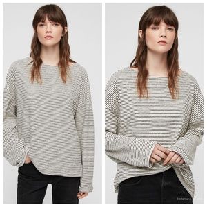 all saints striped sweatshirt